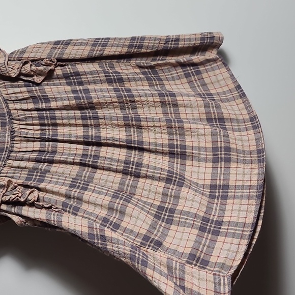 BEACHLUNCHLOUNGE Checkered Plaid Ruffle Sleeve Smocked Tank Blouse Size Small - Picture 11 of 16